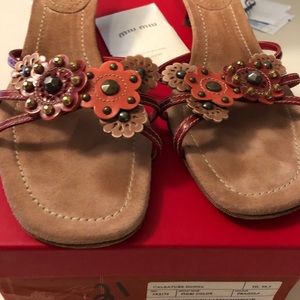 Miu Miu flower kitten heel sandals 39.5 Prada
